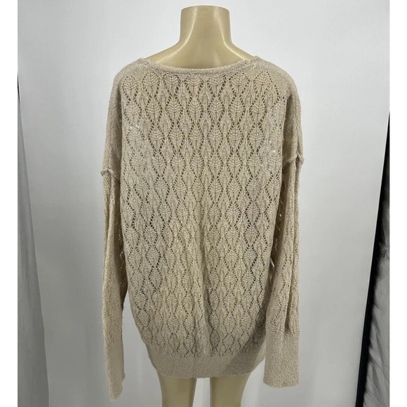 Free People Small Women Say Hello Oversized Sweater Alpaca Blend Open Knit 15-28 - Picture 3 of 10